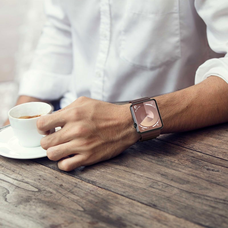 INI Compatible with Apple Watch Band 49mm 46mm 45mm 44mm 42mm 41mm 40mm 38mm - Adjustable Leather Strap with Magnetic Closure System for iWatch Series 10 Ultra 2 Ultra/9/8/7/SE/6/5/4/3/2/1 - Bronze - Image 5
